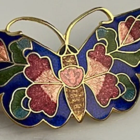 Cloisonné Butterfly Hair Clip Barrette (New w/o Tag) - Picture 4 of 4